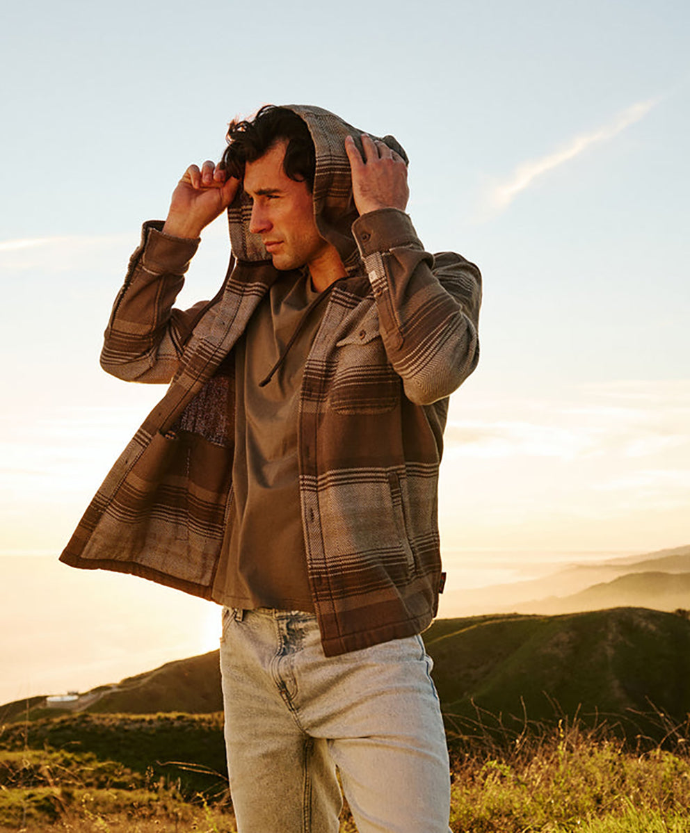 フーデッド ブランケットシャツ