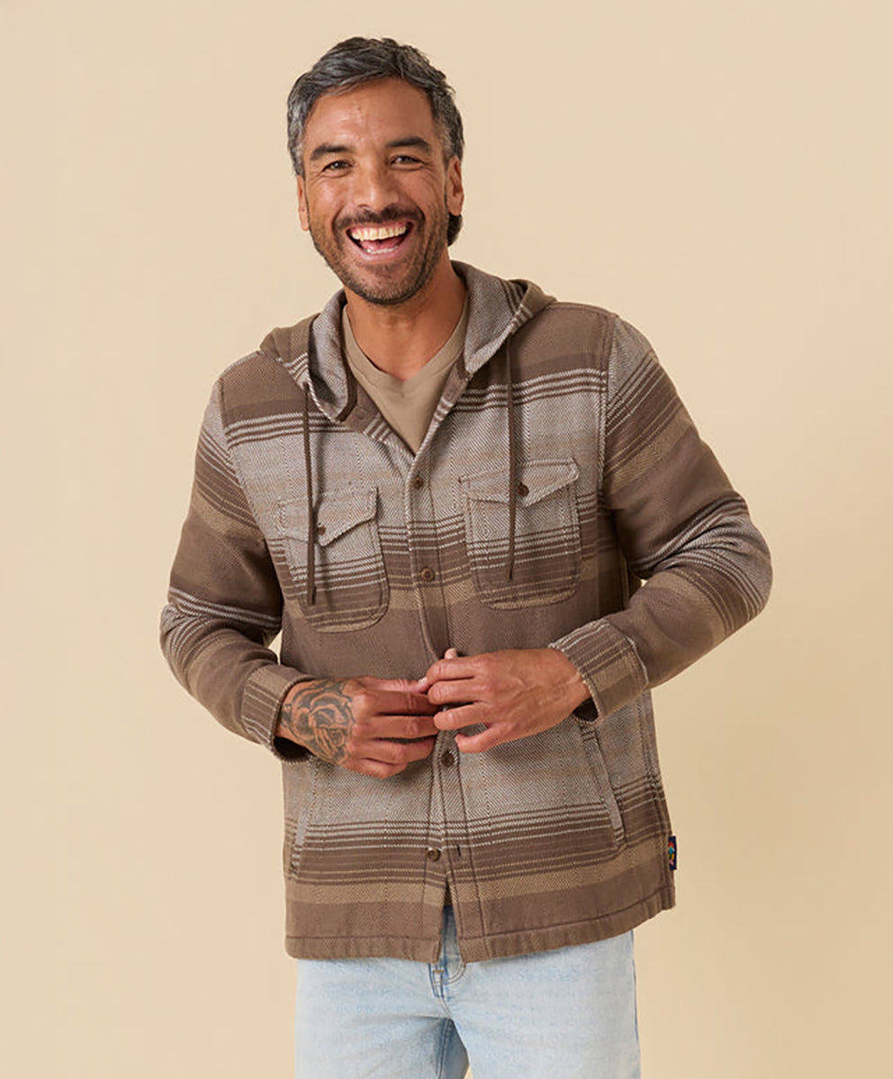 フーデッド ブランケットシャツ